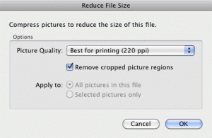 Reduce File Size dialog