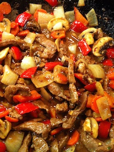 blackbeanbeef2 black bean beef, in the wok